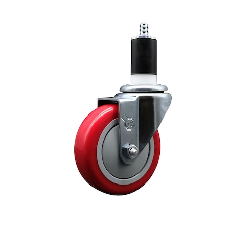 Service Caster 4'' SS Red Poly Wheel Swivel 1-1/2'' Expanding Stem Caster SCC-SSEX20S414-PPUB-RED-112